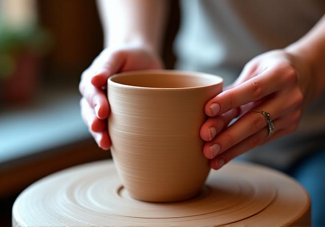 Artisan pottery wheel work representing IP design