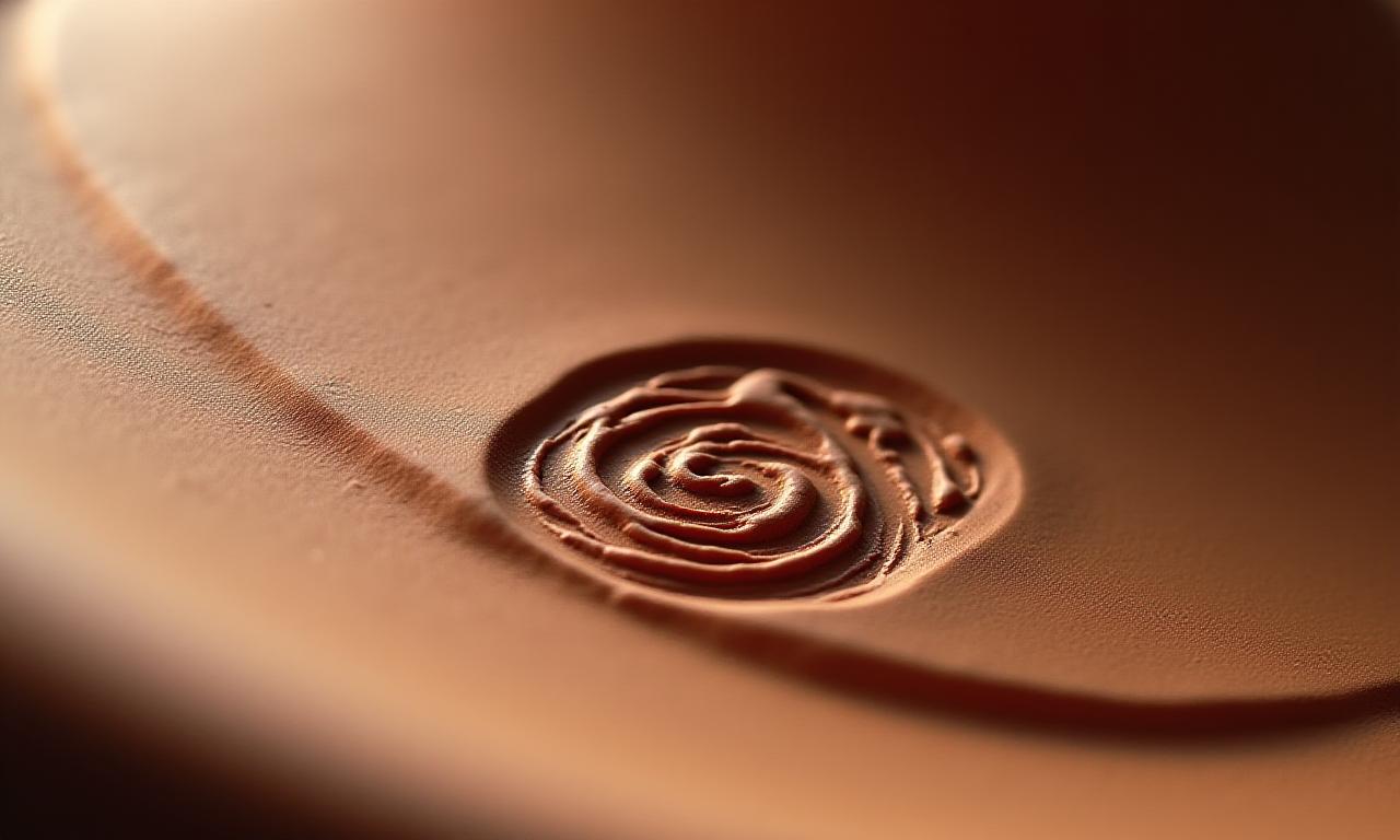 Close up of a stamped potter's mark on raw clay